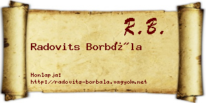 Radovits Borbála névjegykártya
